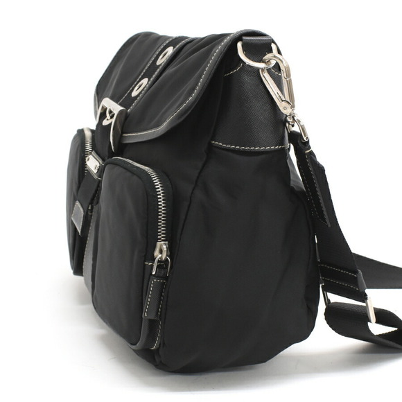 Prada Shoulder Bag Black Nylon Triangle Logo Plate - Picture 2 of 9